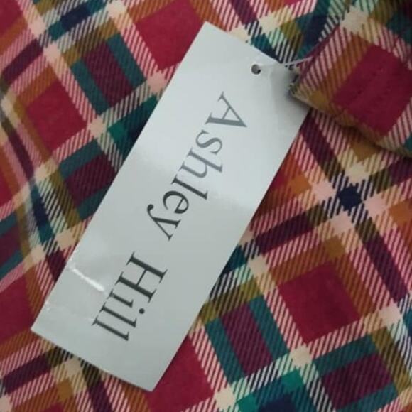 Vintage Ashley Hill Red Plaid Zip Pull Over Top Sz Large - Picture 5 of 7